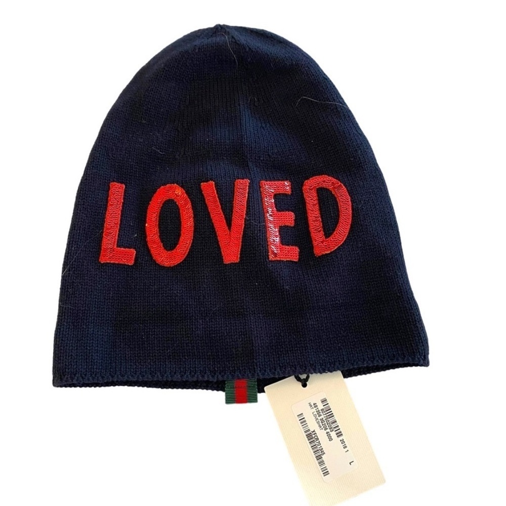 NWT Gucci LOVED Navy Blue Beanie Hat